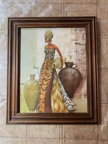 CUADRO MUJER AFRICANA MARCO MADERA NUEVO!!