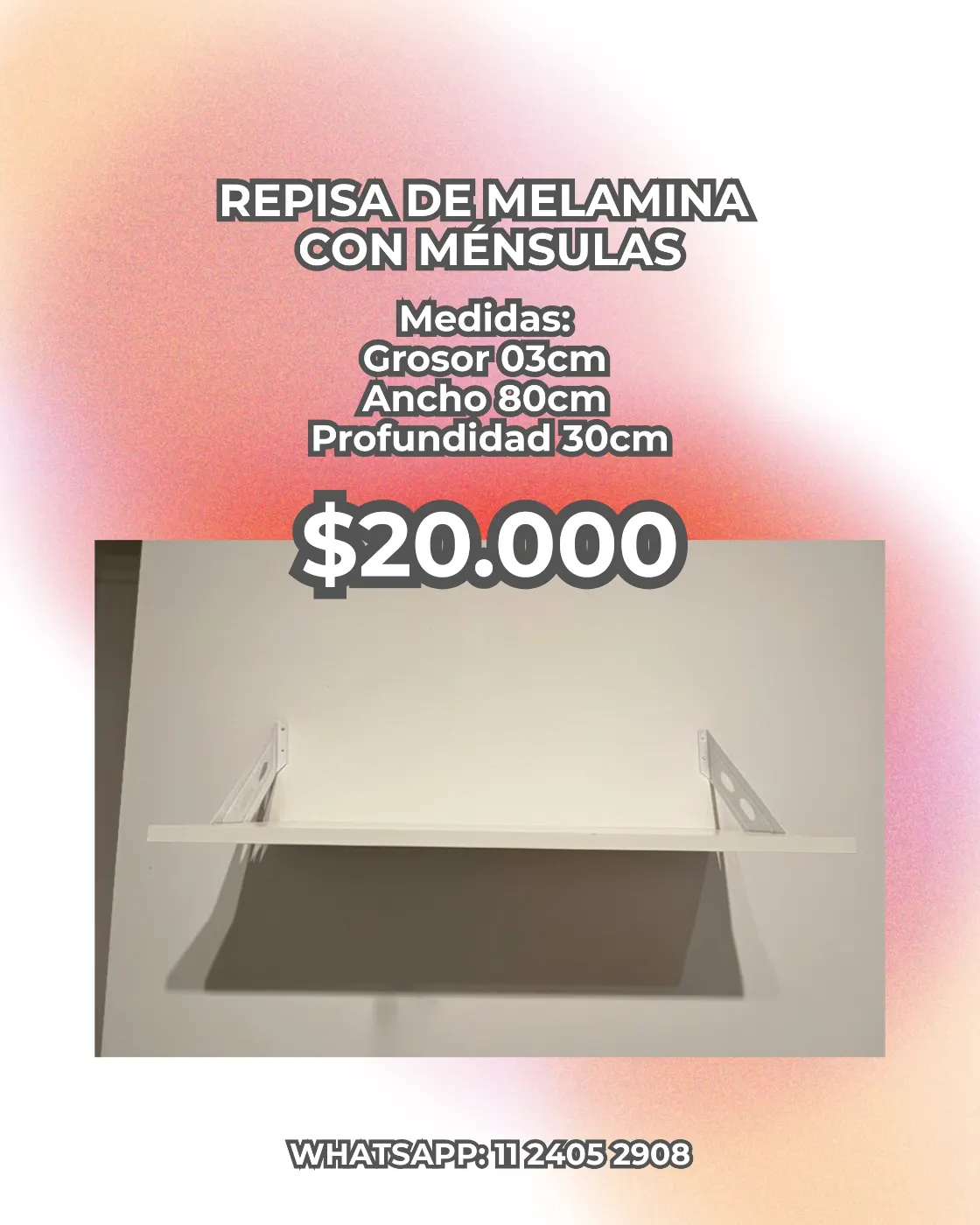 Repisa estante de melamina con mensulas