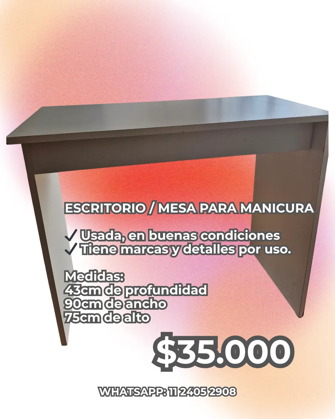 Mesa para manicura | Escritorio de melamina usado
