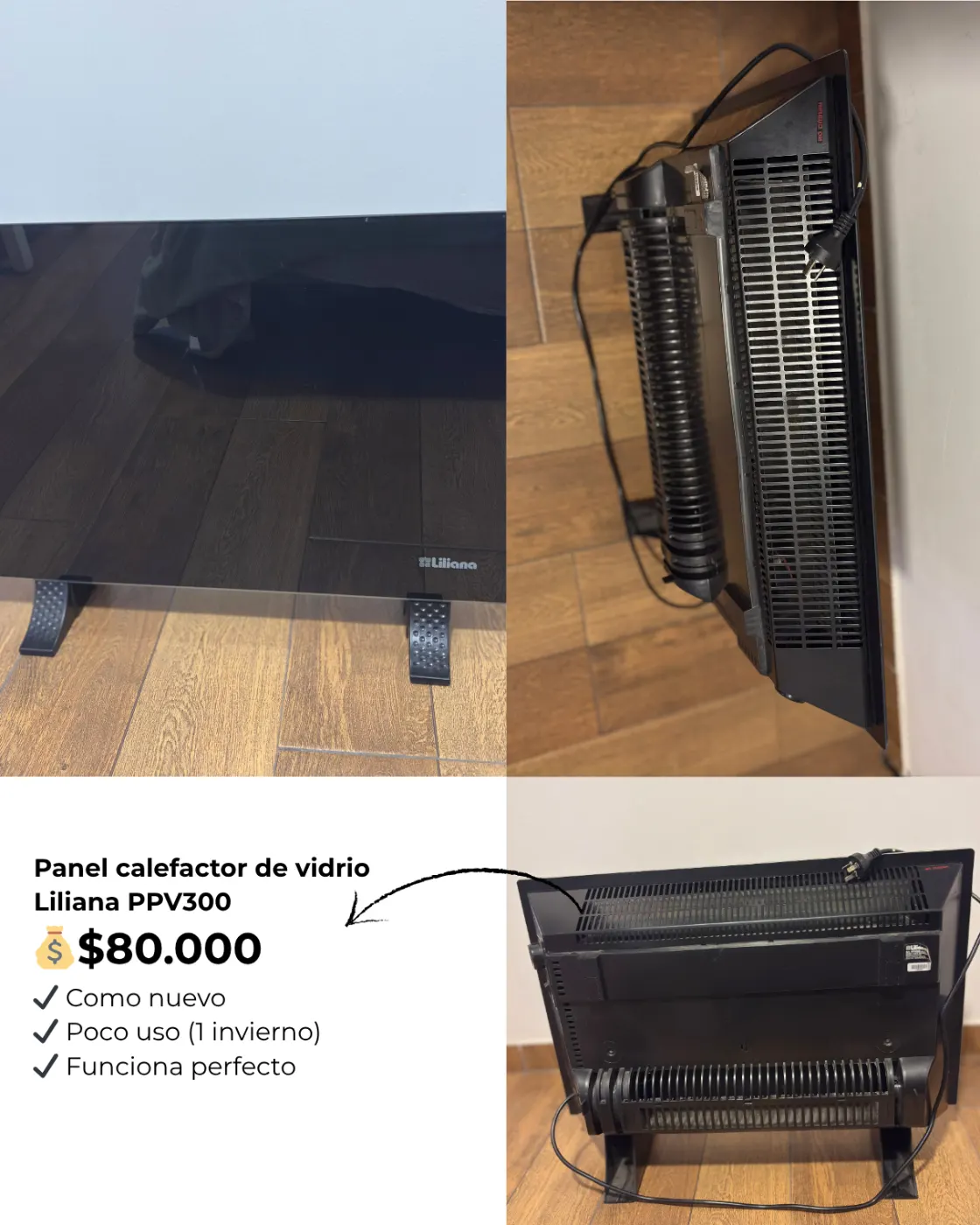 Panel calefactor de vidrio Liliana PPV300