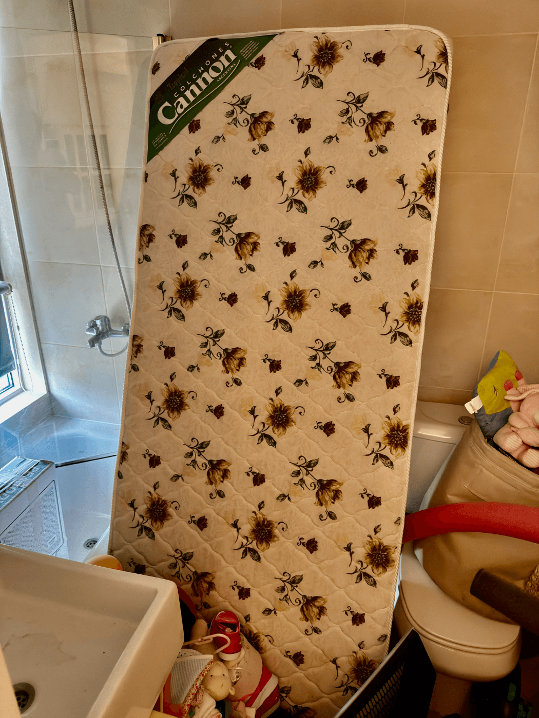 Colchón de una plaza tradicional (para cama individual), Diseño clásico estampado, marca Cannon.