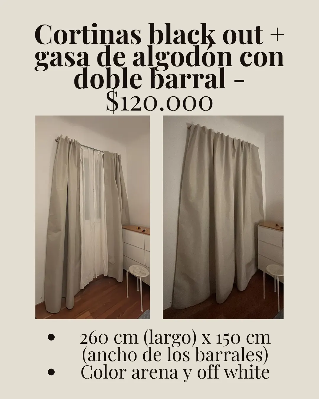 Cortinas Blackout y Gasa + Doble barral