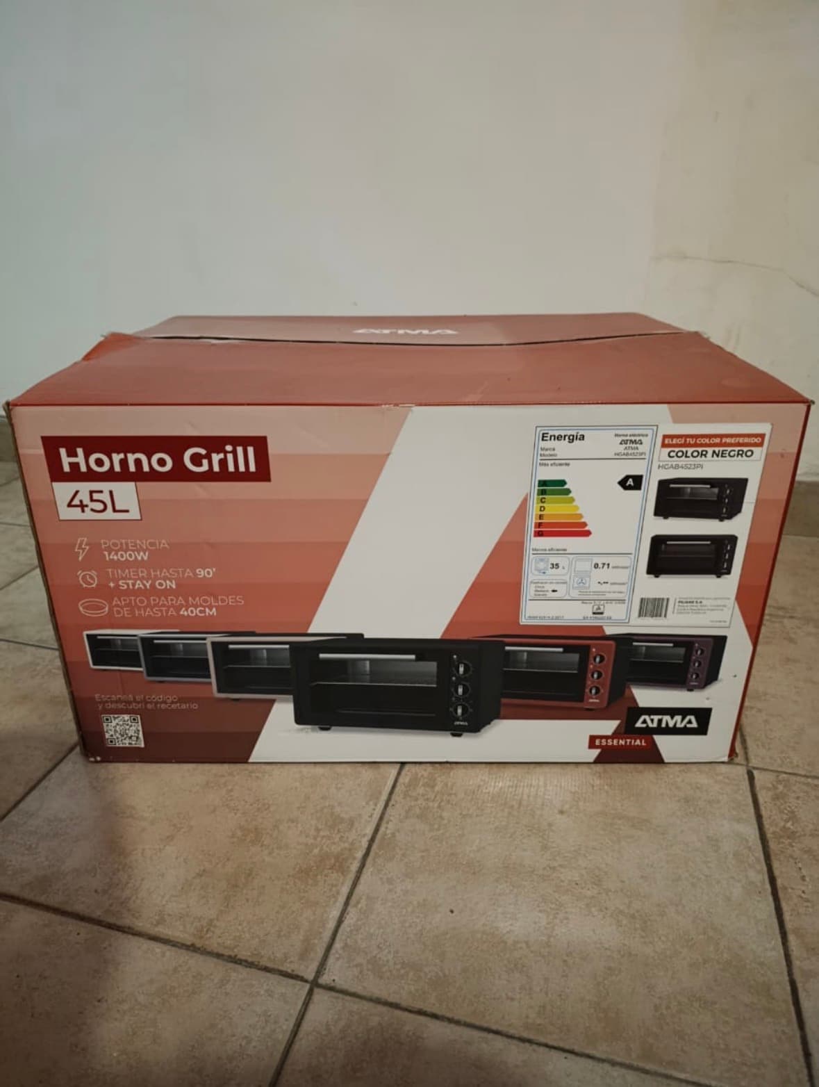 Horno eléctrico ATMA 45L negro