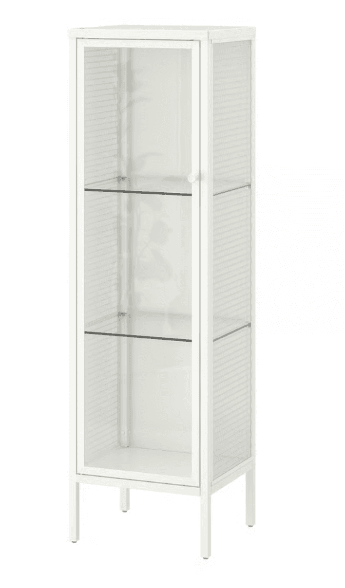 BAGGEBO Vitrina, metal/blanco, 34x30x116 cm