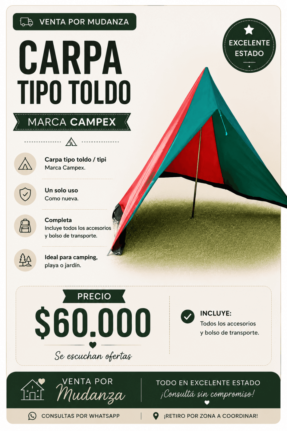 Carpa para playa o camping