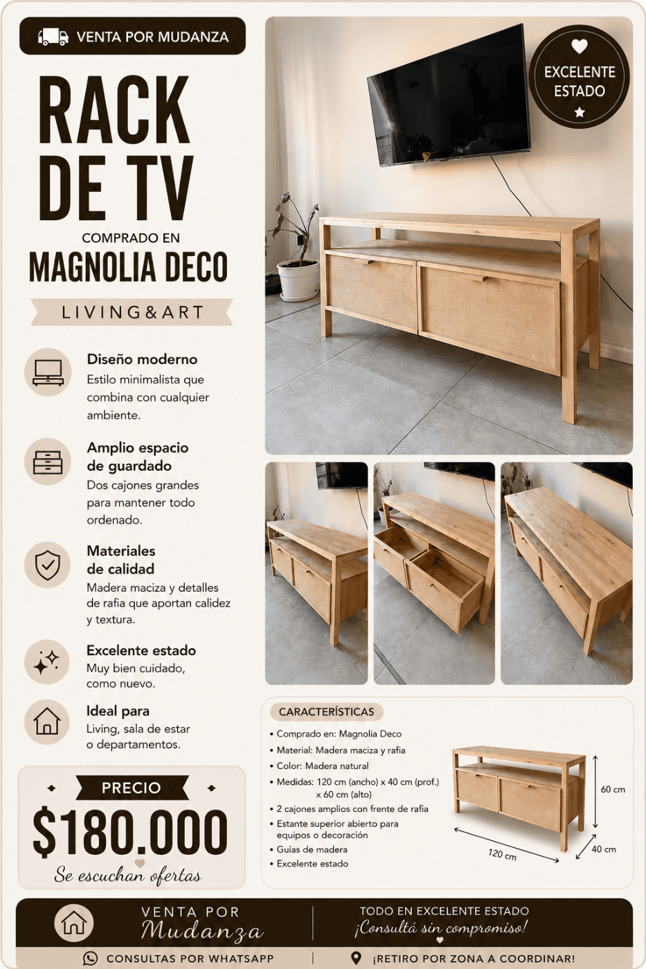 Rack para TV álamo