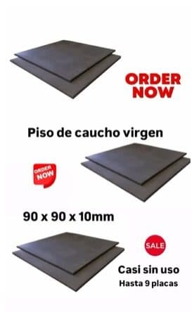 Piso de caucho virgen 90 x 90 x 10 mm (9 placas)