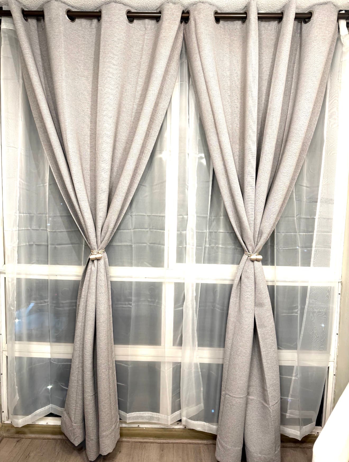 Pack x6 Cortinas Blackout Gris Largas / Piso a techo