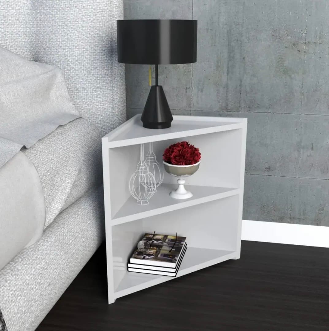 Mesa De Luz Esquinero Moderno Blanco