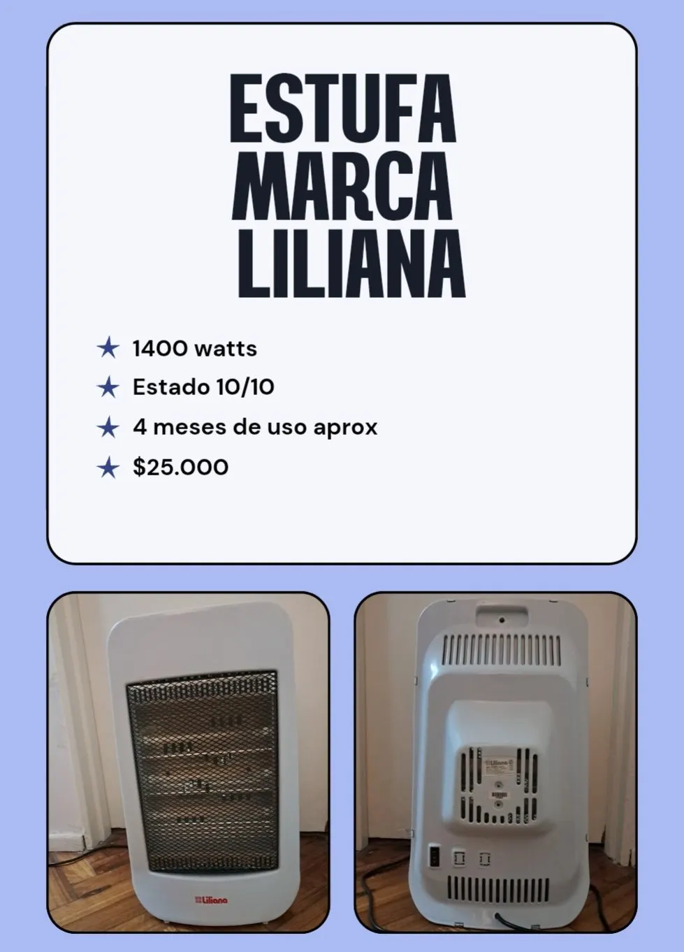 Estufa marca liliana