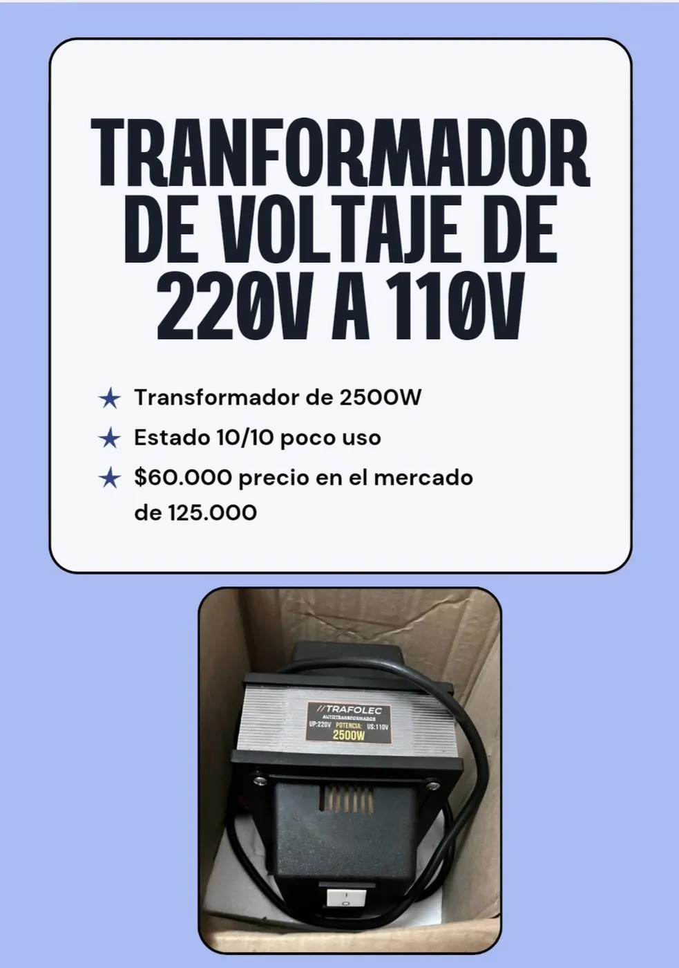 Transformador de voltaje 220 a 110V