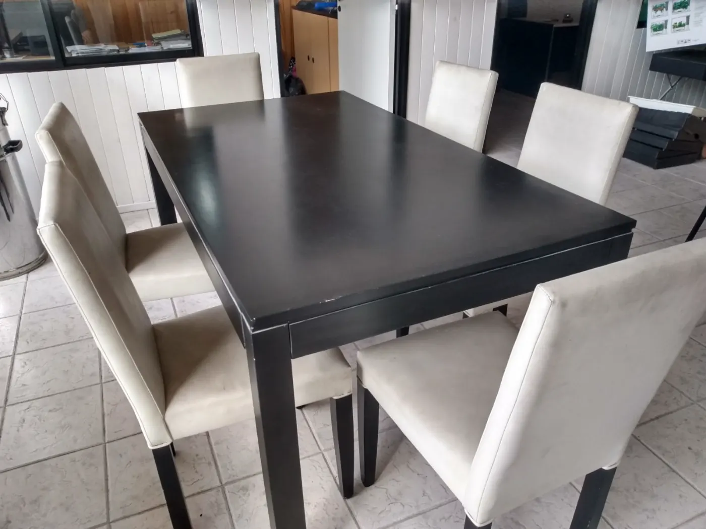 Mesa Comedor Moderna 160x090 + 6 Sillas Tapizadas Eco Cuero