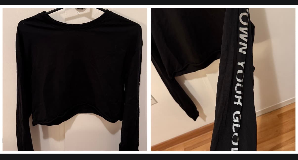Camiseta corta marga larga talle M, marca Bershka