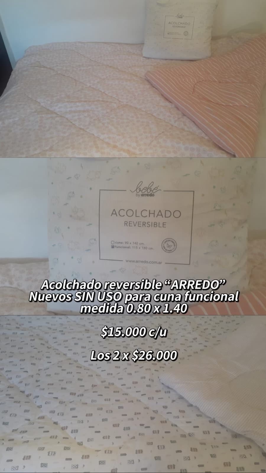 Acolchado reversible ARREDO / Cuna Funcional 0.80 x 1.40