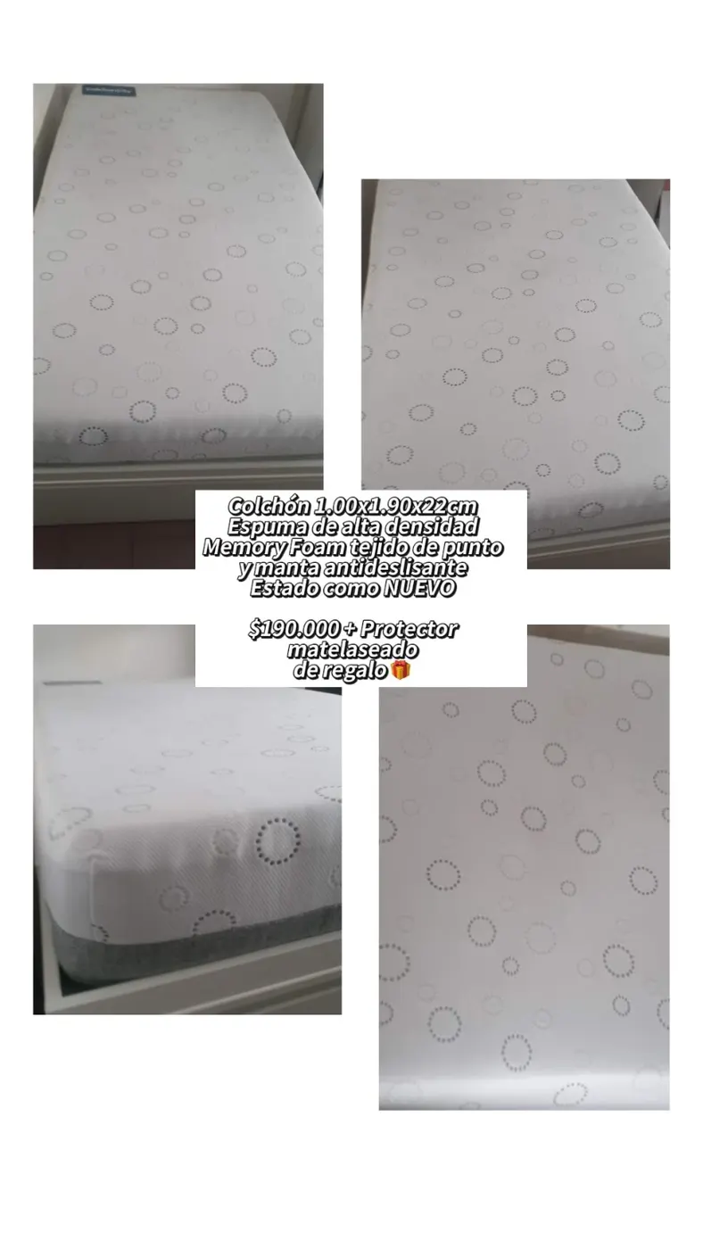Colchon ESPUMA CON MEMORY FOAM + PROTECTOR MATELASEADO DE REGALO