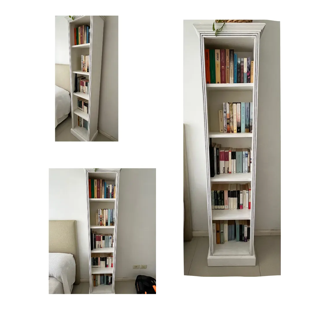 Biblioteca de Madera (Pino) – Pintada de Blanco