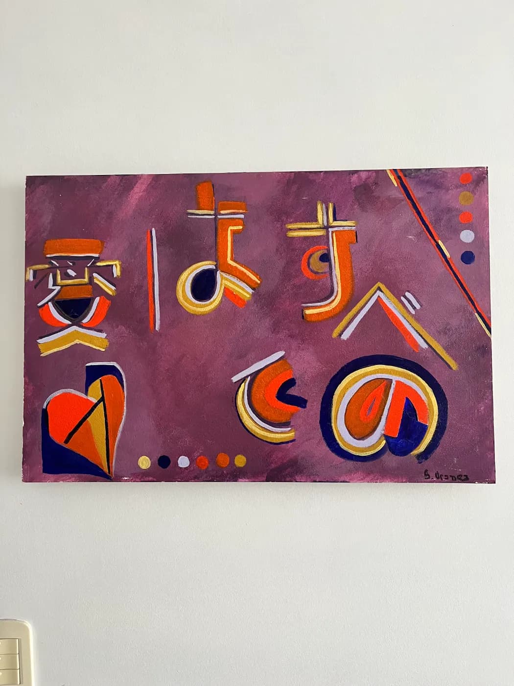 Cuadro Arte Japonés Moderno - Hiragana Abstracto - 50x75